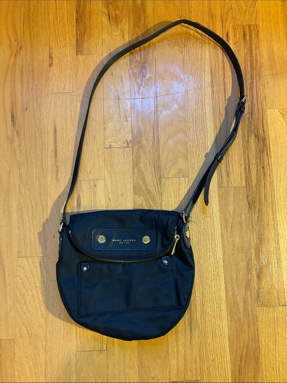 Marc Jacobs Black Nylon Crossbody with Gold Hardware